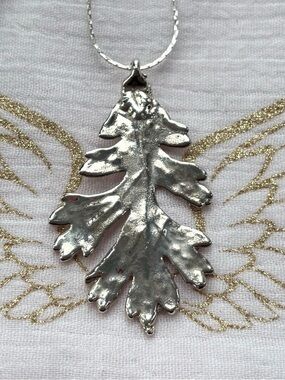Silver Plated Leaf Pendant Necklace - Women Jewelry